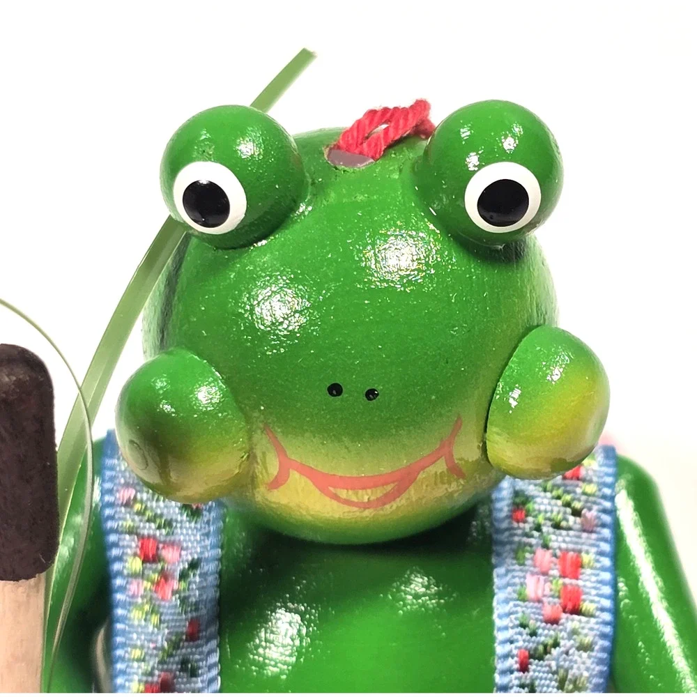 Steinbach Happy Frog On Pink Lily Pad Wooden Christmas Ornament Germany With Box